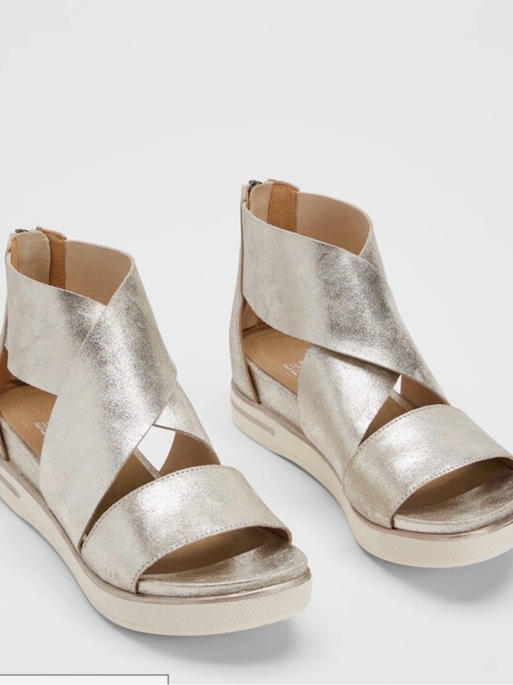 Eileen Fisher Sport Sneaker Platform Metallic Gold Crisscross Sandal